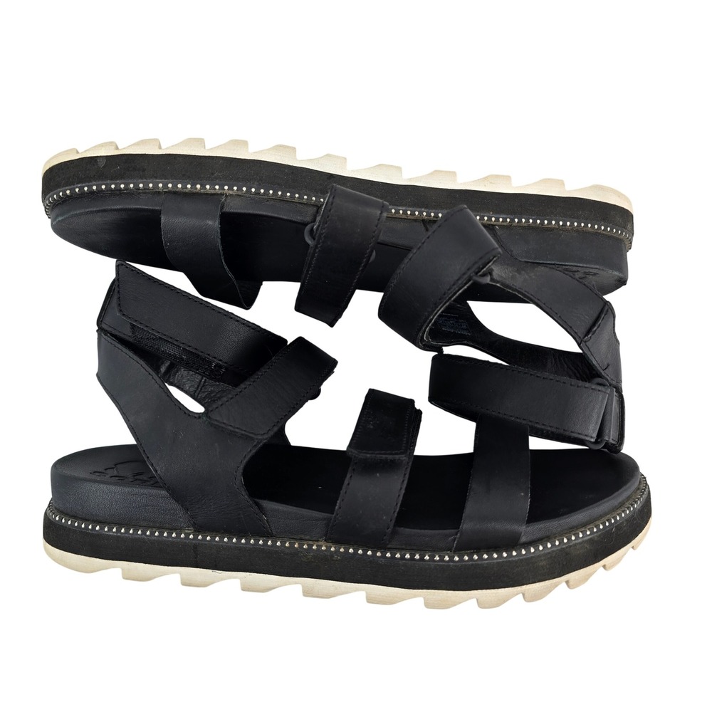 Sorel Roaming Multi Strap Black Leather Sandals NL4298-010 Womens 9.5